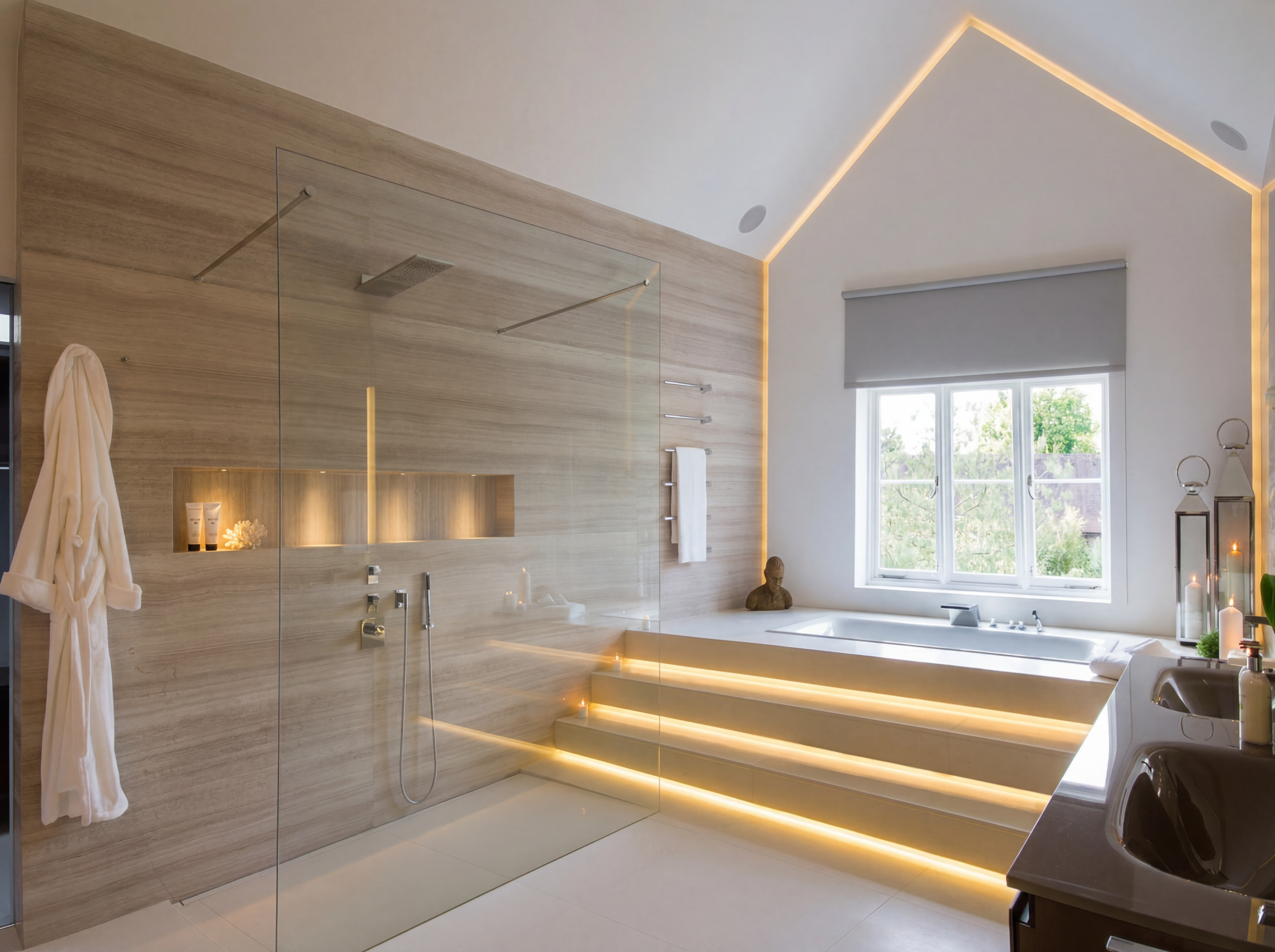 Image of a bathroom with an LED strip light
