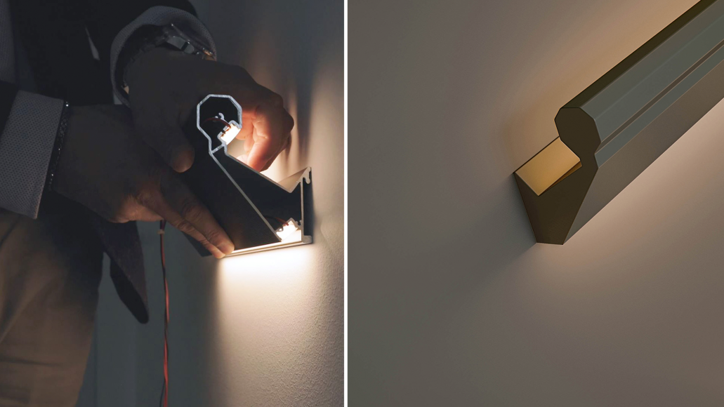C'est un luminaire révolutionnaire, une main courante unique en son genre. Deux sources lumineuses sont installées : l'une éclaire la zone où la main se pose sur la main courante, tandis que l'autre illumine l'escalier ! Ce luminaire résout deux problématiques majeures lorsque l'on pense à l'éclairage des escaliers. (Designer - Michele Marcon)